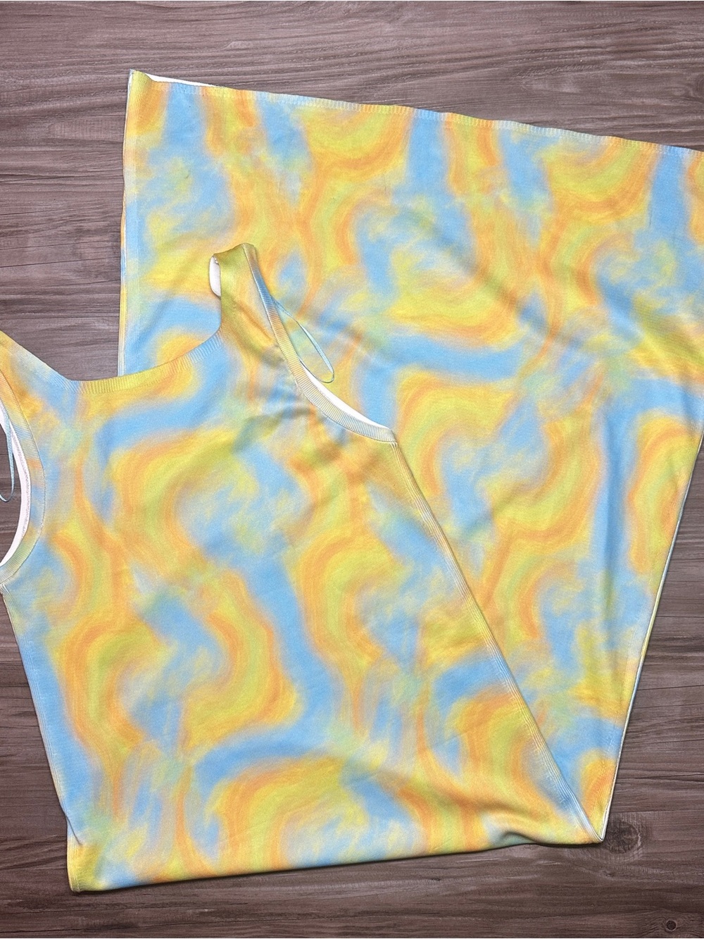 Zara Women's Sleeveless Water Psychedelic Swirl Maxi Dress
